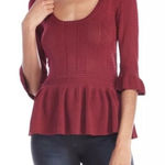 Torn By Ronny Kobo  Mauve "Kimberly" Peplum Knit Top Size Large Photo 0