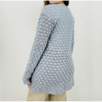 vintage baby blue crocheted 100% wool button down sweater cardigan size L Size L Photo 4