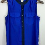 J.Crew Blouse 2 Blue Sleeveless Button Polished Quiet Luxury Minimalist Academia Photo 0