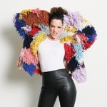 Alice + Olivia Fawn Multicolor Fringe Jacket rainbow yarn crochet size XS Photo 1