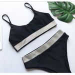 Boutique emma bling trim high waist swimsuits set black Photo 4