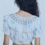 Love Shack Fancy  XS Light Blue & White Floral Crop Blouse Photo 1