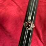 Elegant Silver over Brass and Ruby Gemstone Ring Photo 4