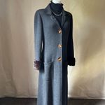 Vintage Fathi Due Paris Pure Cashmere Coatigan S/M Gray Fur Cuff Long Maxi Coat Photo 13