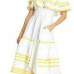 Lisa Marie Fernandez for Target Ric Rac Off The Shoulder Dress White Yellow XL Photo 0