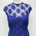 Mystic Royal Blue Sheer Lace Yoke Sweetheart Neckline Sheer Overlay Dress Made in USA Photo 6