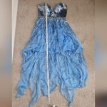 Sherri Hill Size 8 Blue Strapless Dress with Sequins and Crystals Photo 9