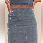 LuLus Glamorous Vibe Medium Wash Denim Two Piece Mini Dress in Size Medium Blue Photo 4