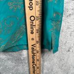 CHAPS Blouse M NWT Gold Metallic Paisley Peasant Top Teal Swirl Smocked Boho Photo 9