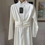 Pretty Little Thing NWT Ivory Satin High Neck Jumpsuit 6 Photo 5