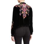 Johnny Was  Velvet Zip Jacket Silk Embroidered Floral Black Medium Women’s Design Photo 1