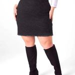 Lane Bryant  Black Tweed Knit Metallic Thread Stretch Waist Pull On Mini Skirt 22 Photo 0
