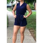 New York & Company Sleeveless Belted Surplice Pink Romper Sz Medium‎ NWOT Photo 3