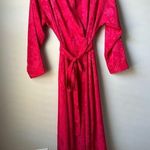 Victoria's Secret  Red Vintage Sexy Satin Robe Long Gold Tag 90s Floral Sz Small Photo 0