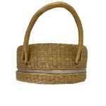 Romar Corp 90's Coastal Round Woven Rattan Clutch Purse Straw Handbag Neutral Tan Photo 4