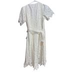 Hale Bob  White Eyelet Wrap Dress Flutter Sleeve Ruffle Hem Size Medium‎ Photo 2