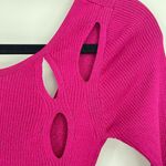 For Love & Lemons  Hot Pink Long Sleeve Cut Out Midi‎ Baddie Sparkle Dress XS Photo 5