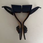 Tory Burch Marguerite Perforated Floral Navy Blue Slingback Block Heel Sandal 10 Photo 8