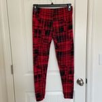 Eye Candy  women’s black red‎ yellow plaid polyester blend leggings large Photo 4
