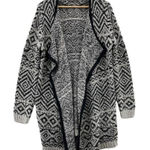 Joe Fresh Cardigan Sweater Womens XL Black White Acrylic Polyester Drape Front Photo 0