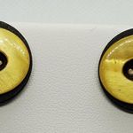 Vintage Yellow & Black Button Earrings Black Photo 0