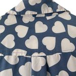 Equipment  Silk Blue White Heart Print Button Down Blouse shirt size small Photo 4