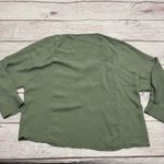 Vince Half Placket Long-Sleeve 100% Silk Blouse Green Size XL Photo 2