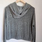 Sundry  Leopard Drawstring Hoodie Sweatshirt Faded Gray Leoapard Print Size 2=Med Photo 2