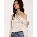 Heartloom  Keely Top Satin Off the Shoulder Long Sleeve Champagne Sz M‎ Photo 2