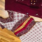 The Outfit Maroon and white three piece lengha dress choli sari Diwali Eid Indian Photo 6