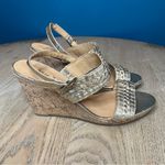 Jack Rogers  Tinsley High Wedge Sandals Metallic Gold Leather Womens Size 9 Photo 1