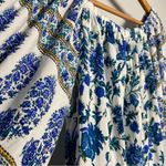 Nicole Miller  Off Shoulder Dress Mini Floral Paisley Cottage Coastal Cowgirl M Photo 2