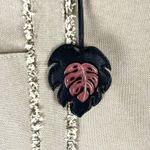 Tommy Bahama Tan Canvas Fringe Trim Faux Leather Straps Shoulder Tote Bag Photo 13