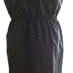 Maison Jules Mandarin Collar Blue & White Micro Polka Dot Shift Dress Photo 7