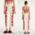 La DoubleJ Medallion Placée Stretch Pants Cream Envers Satin Sz L NWT Red Size L Photo 2