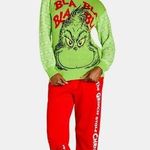 Women's Christmas The Grinch Red Blah Blah Blah Green Sweater Top XL 16 Photo 0