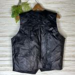 Vintage Black Leather Patchwork Biker Grunge Vest Size M Photo 4