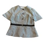 Max Mara Short Sleeve Grey Blazer Jacket Top Belt Linen Cotton Size 6 Womens NWOT Photo 0