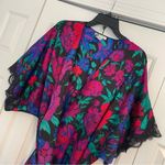 Vintage Satin Floral Robe Kimono Lace Trim Tropical One Size Red Size undefined Photo 5