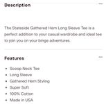 Stateside New  gathered hem long sleeve top shirt size XS Red Photo 2