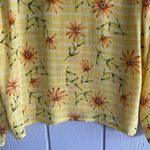 Saks 5th Avenue Vintage 90s Saks 100% Silk Button Down Blouse Yellow Plaid and Floral Print Sz M Photo 7
