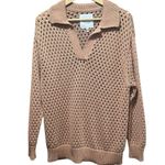 Aerie NWOT Open Knit Polo Sweater in Beach Dune Size Smalll Photo 2