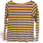 Woolovers Yellow Blue White Striped‎ Boatneck Shirt Sz XS Organic Cotton Photo 0