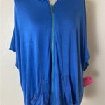 Twiggy XL boxy dolman sleeve zip jacket great fabric attached hood Photo 0