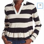 Abound  Striped Top Collared Split Neck Peplum Photo 1