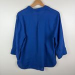Chico's  No Iron Linen Button Front Shirt Blue Size 2 US 12 Lightweight Comfy Photo 2
