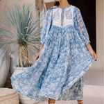 Daughters of‎ India Jaya Dress ~ Juniper size large Blue Photo 0