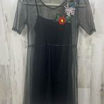 potter's pot Mini Dress Black Sheer Floral Embroidered size S Whimsygoth Photo 0
