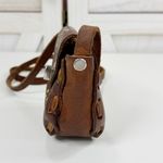 Vintage Mexican Hand Painted Tooled Leather Mini Bag Purse Brown Photo 1