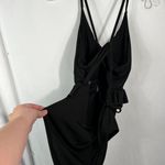 SheIn Black Women’s Ribbed Cutout Ruffle Waist Tie Back One Piece Swimsuit 1XL Photo 2